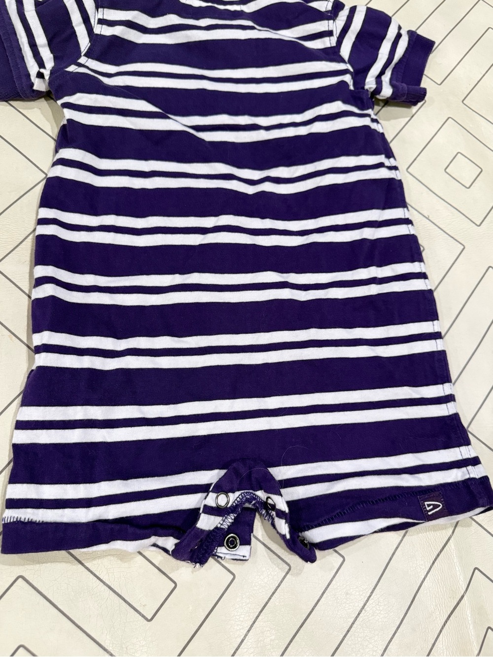 Garb Purple and White Striped LSU Polo Romper - Picture 10 of 11